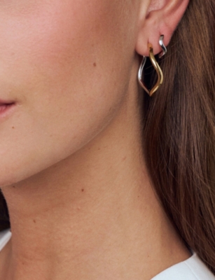 SIF JAKOBS: Ellera Waves Pianura X-Grande 18ct Yellow Gold and Rhodium-Plated Sterling-Silver Hoop Earrings