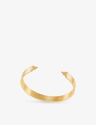 RACHEL JACKSON: Lifestream Statement 18ct Yellow Gold-Plated 925 Sterling-Silver Bangle
