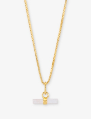 RACHEL JACKSON: Love T-bar Mini 22ct Yellow Gold-Plated Sterling-Silver and Rose Quartz Necklace