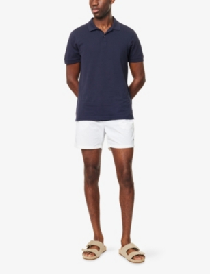 Hugo Boss Mens White Louis Striped Swim Shorts In White