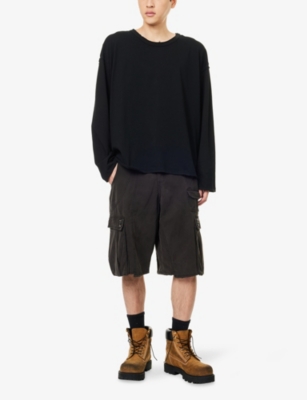 JADED LONDON: Arc Studded Denim Cargo Shorts