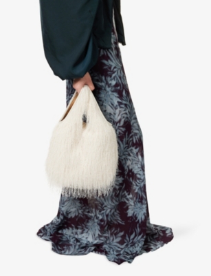 DRIES VAN NOTEN: Fringed Woven Tote Bag