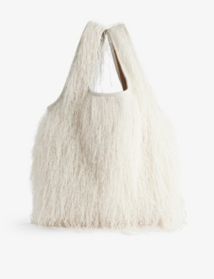DRIES VAN NOTEN: Fringed Woven Tote Bag