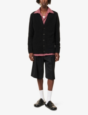 The Elder Statesman Mens Black Relaxed-fit V-neck Cashmere Cardigan In Black