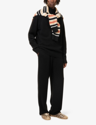 The Elder Statesman Mens Black Brushed Wide-leg Cashmere Trousers In Black