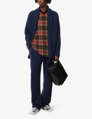 The Elder Statesman Mens Navy Brushed Wide-leg Cashmere Trousers In Blue