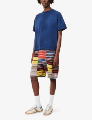 The Elder Statesman Mens Newblue Oversized Sun-bleached Cotton-cashmere Blend T-shirt In Blue