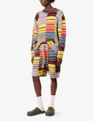 The Elder Statesman Mens Patchwork Multi Patchwork-scrap Patterned Long-sleeve Knitted Jumper In Multi