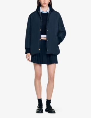 SANDRO: Contrast-Collar Quilted Shell Jacket