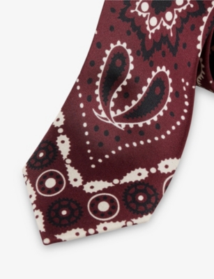 Sandro Mens Bordeaux Paisley-print Silk Tie In Burgundy