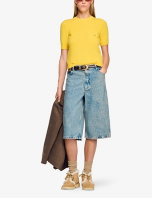 SANDRO: Logo-Embroidered Short-Sleeve Wool Jumper