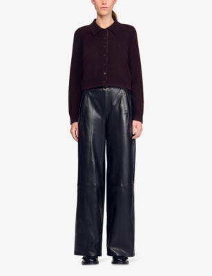 SANDRO: Branded Wool and Cashmere Cardigan