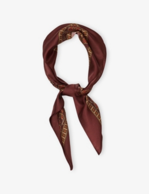 SANDRO: Placed Print Square Silk Scarf