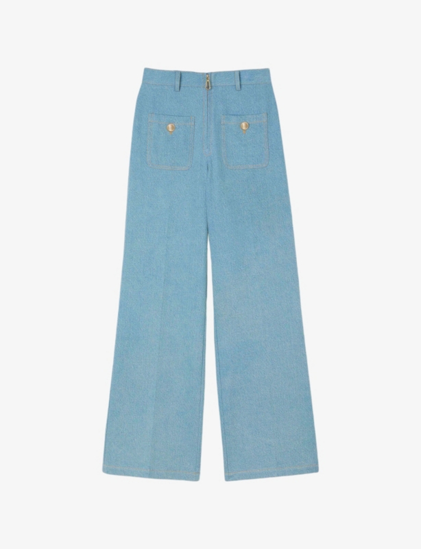 Faded Wide-Leg Denim Jeans