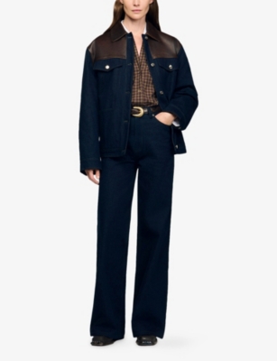 SANDRO: Raw Wide-Leg Mid-Rise Jeans