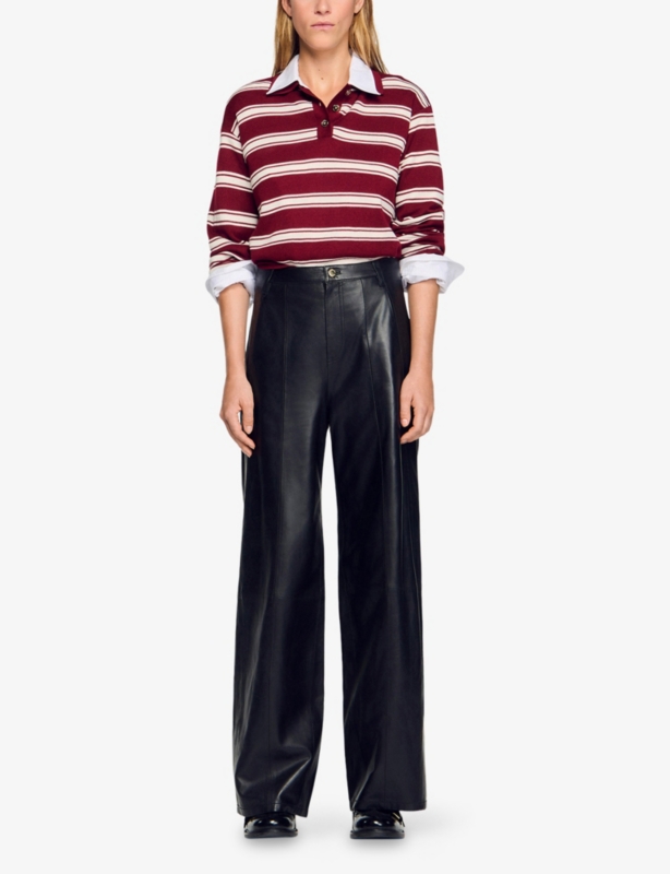 Wide-Leg High-Rise Leather Trousers