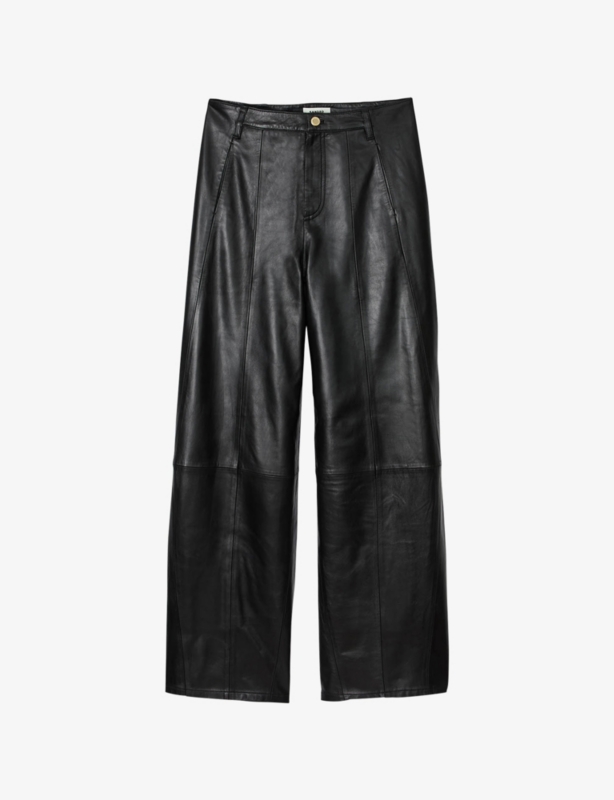 Wide-Leg High-Rise Leather Trousers