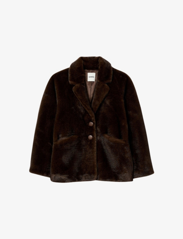 Lapel-Collar Faux-Fur Coat