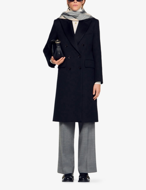 Double-Breasted Peak-Lapels Woven Coat