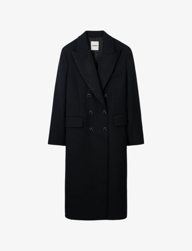 Double-Breasted Peak-Lapels Woven Coat
