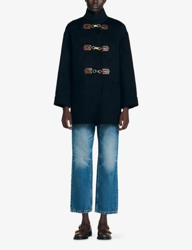 Oversized Long-Sleeve Wool Pea Coat