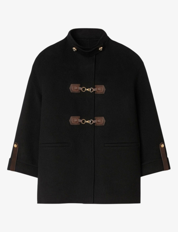 Oversized Long-Sleeve Wool Pea Coat