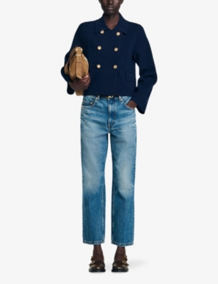 SANDRO: Collared Double-Breasted Wool Cardigan