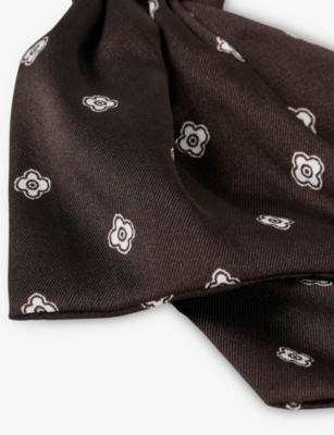 Sandro Womens Brown / White Printed Satin Bow Barrette In Black