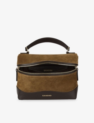 SANDRO: Logo-Embossed Suede Vanity Bag