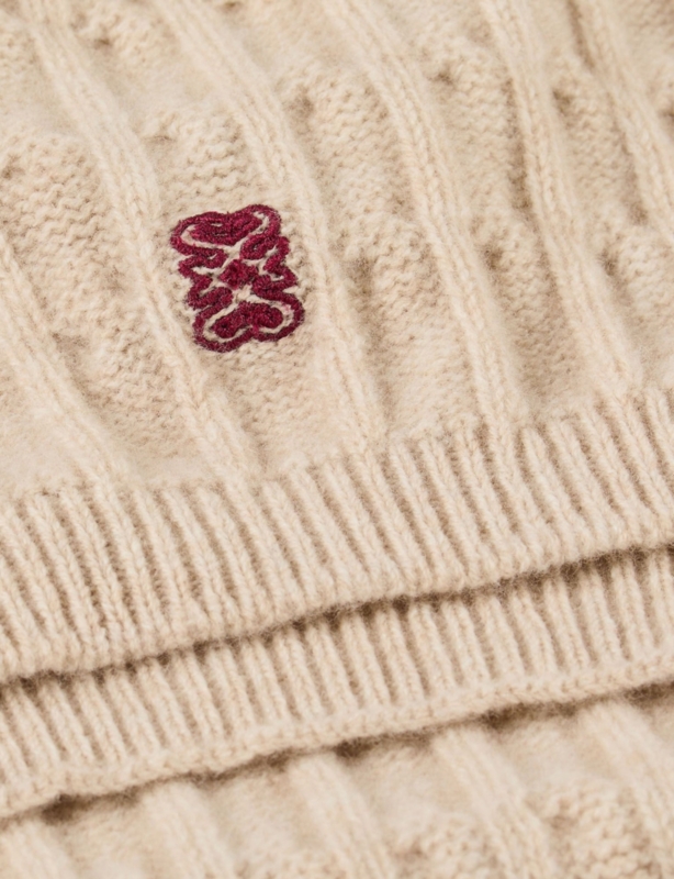 Logo-Embroidered Twisted-Knit Wool and Cashmere-Blend Scarf