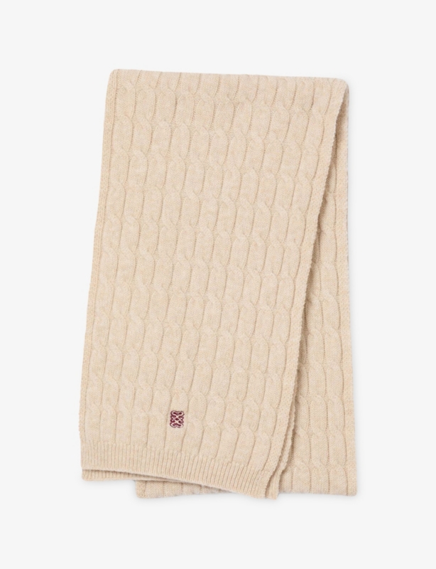 Logo-Embroidered Twisted-Knit Wool and Cashmere-Blend Scarf