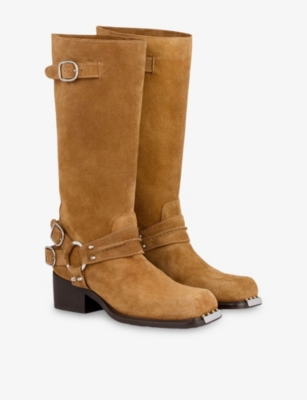 SANDRO: Buckle Suede Knee-High Boots