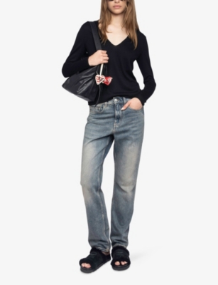 Zadig & Voltaire Womens Black Nosfa Brand-intarsia Merino-wool Jumper In Black