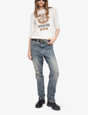 Zadig & Voltaire Womens Ecru Teissa Brand-intarsia Merino-wool Jumper In White