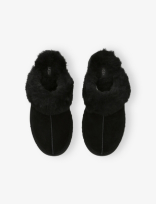 Ugg Black Kids' Disquette Shearling-lined Suede Slippers Eur 36 /3.5 Uk In Black