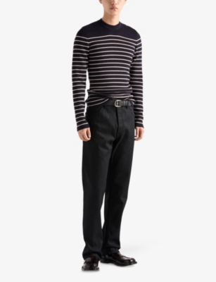 Prada Mens Black Straight-leg Regular Denim Jeans In Black