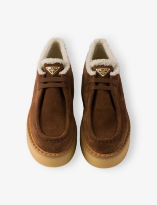 Prada Womens Brown Chukka Suede Ankle Boots Eur 40 / 7 Uk In Brown