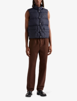 Prada Mens Blue Re-nylon Quilted Shell-down Gilet In Blue