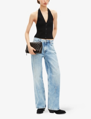 THE KOOPLES: Halter-Neck Button-Down Ribbed Knitted Top