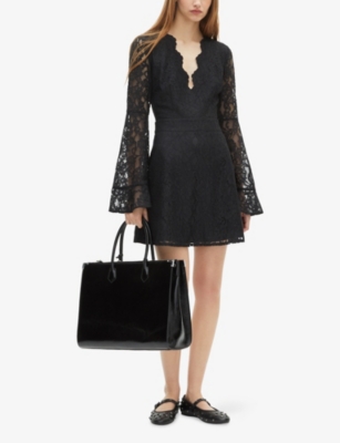 THE KOOPLES: V-Neck Flared-Sleeved Lace Mini Dress