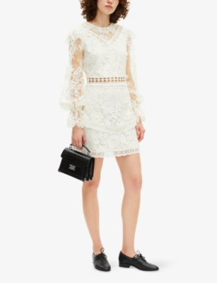 THE KOOPLES: Ruffle-Collar Long-Sleeve Lace Mini Dress