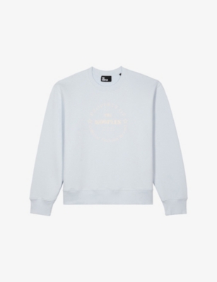 The Kooples Womens Light Blue Round-neck Relaxed-fit Cotton Sweatshirt Xs
