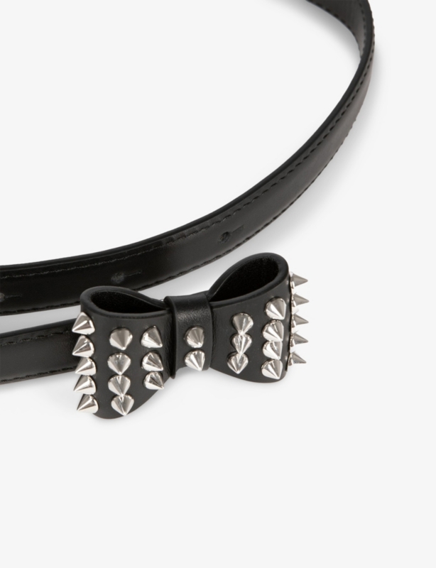 Stud-Embellished Bow Leather Belt
