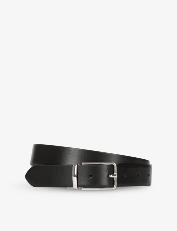 Rectangular-Buckle Leather Belt