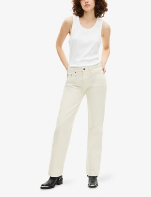 The Kooples Womens Ecru Straight-leg Garment-dyed Denim Jeans In White