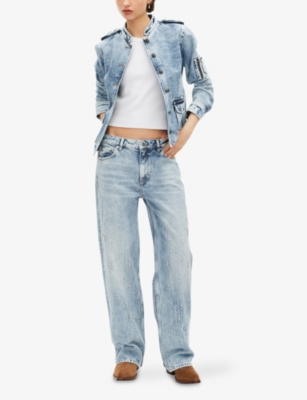 The Kooples Womens Baby Blue Patch-pocket Button-down Denim Jacket Xs In Blue