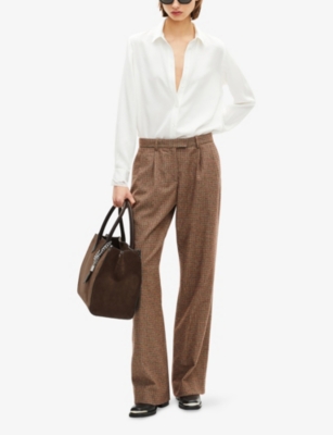The Kooples Womens Chocolate Ming Xl Leather Tote Bag In Brown