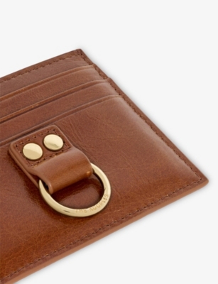 The Kooples Womens Brown Amelia Logo-embossed Leather Card Holder In Brown