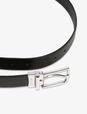 The Kooples Mens Black Rectangular-buckle Leather Belt In Black