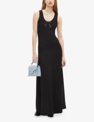 THE KOOPLES: Bow-Embellished Round-Neck Sleeveless Stretch-Knit Maxi Dress